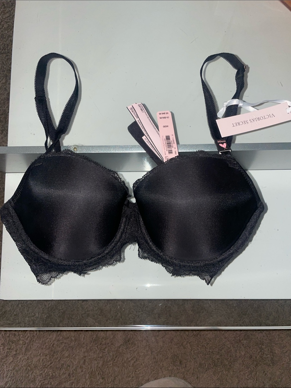 Victoria's Secret Black Satin Lace Bra